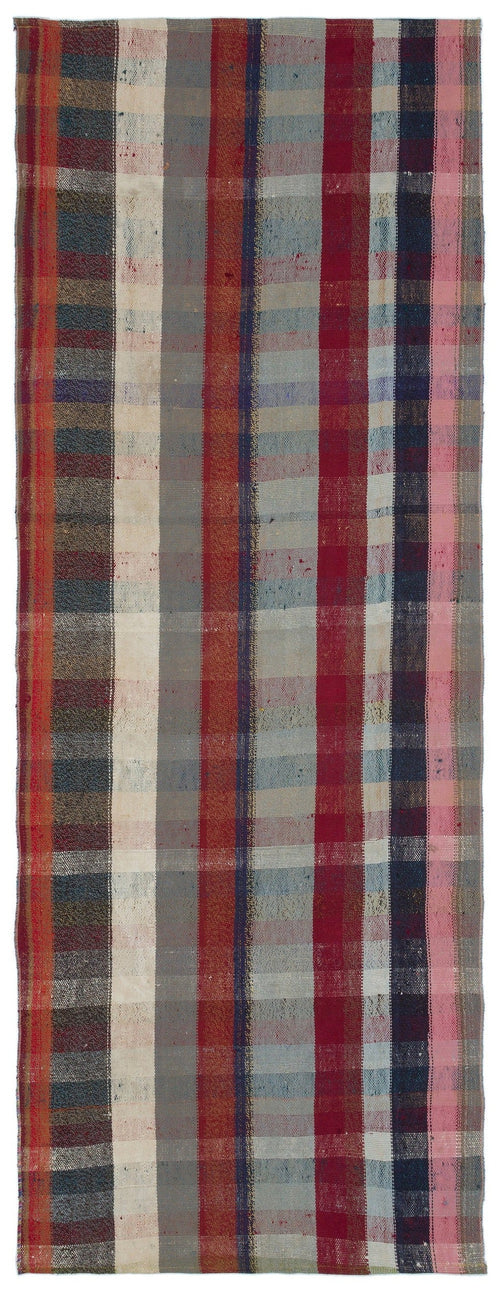 Girit Grey Striped Wool Handmade Area Rug 3'3" x 8'10"