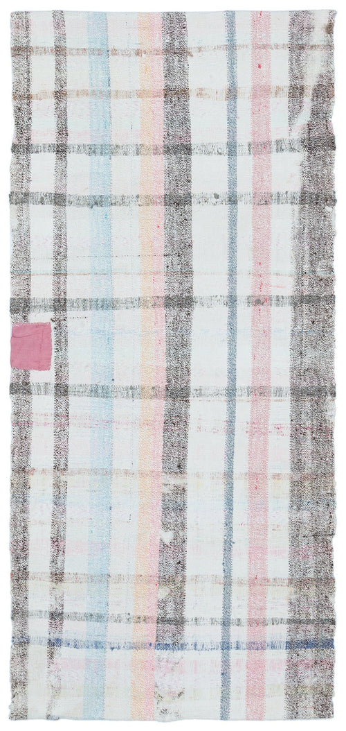 Girit Beige Striped Wool Handmade Area Rug 3'0" x 6'9"