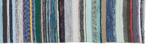 Girit Grey Striped Wool Handmade Area Rug 2'11" x 9'5"