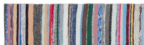 Girit Grey Striped Wool Handmade Area Rug 2'11" x 9'5"