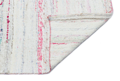 Girit Beige Striped Wool Handmade Area Rug 5'1" x 7'11"