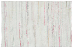 Girit Beige Striped Wool Handmade Area Rug 5'1" x 7'11"