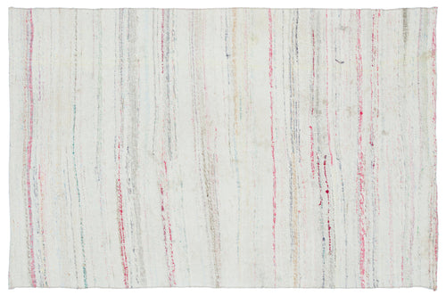 Girit Beige Striped Wool Handmade Area Rug 5'1" x 7'11"