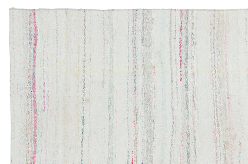 Girit Beige Striped Wool Handmade Area Rug 5'1" x 7'11"