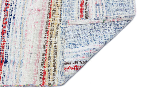 Girit White Striped Wool Handmade Area Rug 4'8" x 7'8"