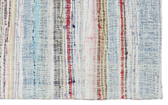 Girit White Striped Wool Handmade Area Rug 4'8" x 7'8"