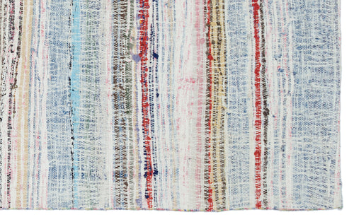 Girit White Striped Wool Handmade Area Rug 4'8" x 7'8"