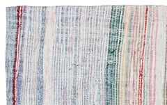 Girit White Striped Wool Handmade Area Rug 4'8" x 7'8"