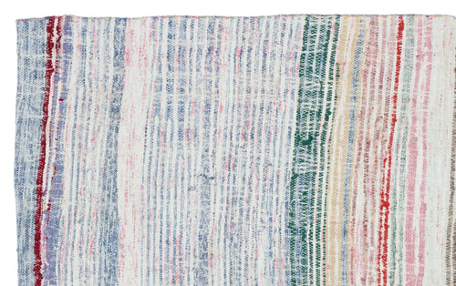 Girit White Striped Wool Handmade Area Rug 4'8" x 7'8"