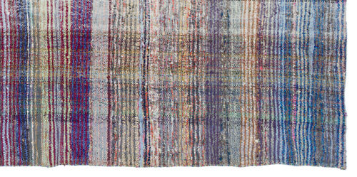 Girit Beige Striped Wool Handmade Area Rug 5'4" x 11'2"