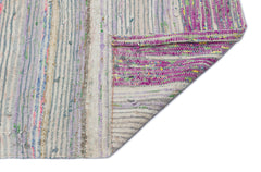 Girit Beige Striped Wool Handmade Area Rug 5'9" x 7'11"