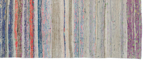 Girit Beige Striped Wool Handmade Area Rug 5'9" x 7'11"