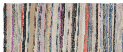 Girit Beige Striped Wool Handmade Area Rug 5'9" x 7'11"