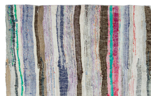 Girit 32009 Beige Striped Wool Handmade Area Rug 5'1" x 7'10"