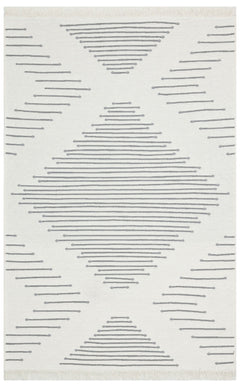 Grey Geometric Kilim Rug - Washable Cotton Double Sided Woven Rug