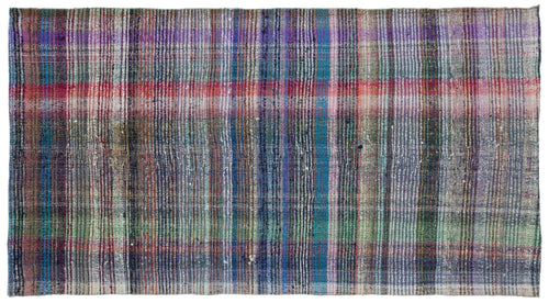 Girit Beige Striped Wool Handmade Area Rug 5'5" x 9'7"