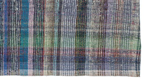 Girit Beige Striped Wool Handmade Area Rug 5'5" x 9'7"