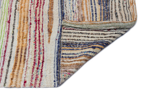 Girit Beige Striped Wool Handmade Area Rug 5'5" x 12'7"