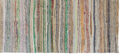 Girit Beige Striped Wool Handmade Area Rug 5'5" x 12'7"