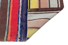 Girit Beige Striped Wool Handmade Area Rug 5'3" x 6'7"