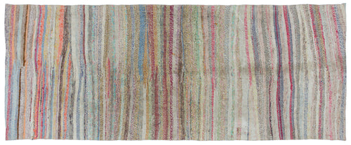 Girit Beige Striped Wool Handmade Area Rug 3'10" x 9'7"