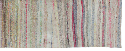 Girit Beige Striped Wool Handmade Area Rug 3'10" x 9'7"