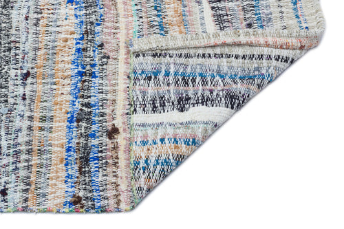 Girit Beige Striped Wool Handmade Area Rug 5'5" x 9'10"