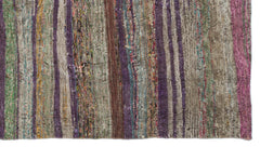 Girit Brown Striped Wool Handmade Area Rug 4'3" x 7'7"