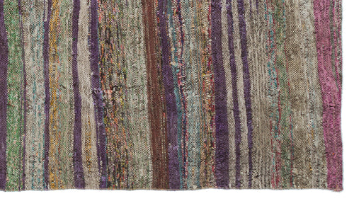 Girit Brown Striped Wool Handmade Area Rug 4'3" x 7'7"