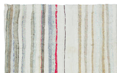 Girit Beige Striped Wool Handmade Area Rug 4'9" x 7'6"