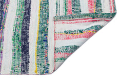 Girit Beige Striped Wool Handmade Area Rug 4'10" x 7'10"