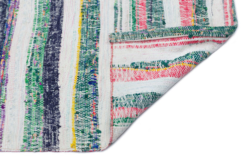 Girit Beige Striped Wool Handmade Area Rug 4'10" x 7'10"