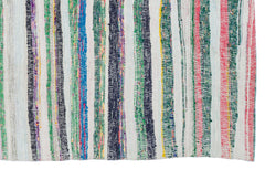 Girit Beige Striped Wool Handmade Area Rug 4'10" x 7'10"