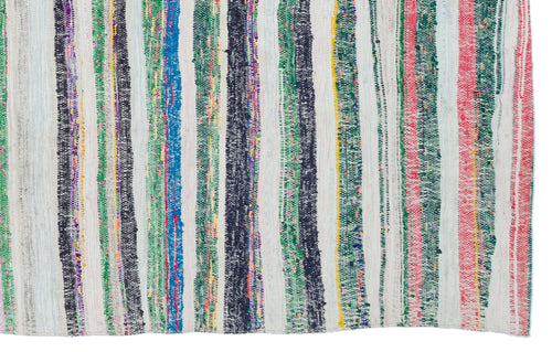 Girit Beige Striped Wool Handmade Area Rug 4'10" x 7'10"