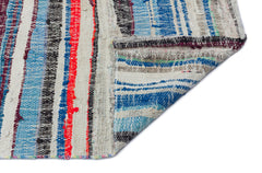 Girit Beige Striped Wool Handmade Area Rug 5'1" x 8'11"