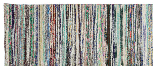 Girit Beige Striped Wool Handmade Area Rug 5'1" x 8'8"