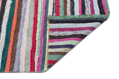 Girit Beige Striped Wool Handmade Area Rug 5'5" x 5'9"