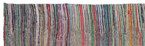 Girit Beige Striped Wool Handmade Area Rug 4'11" x 9'0"