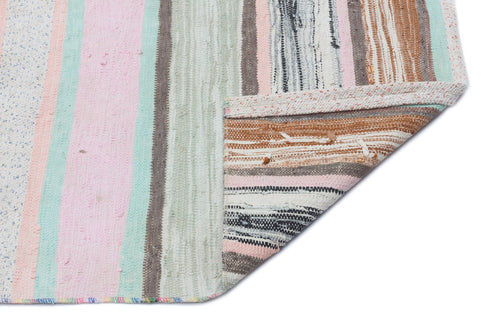 Girit Beige Striped Wool Handmade Area Rug 4'10" x 10'10"