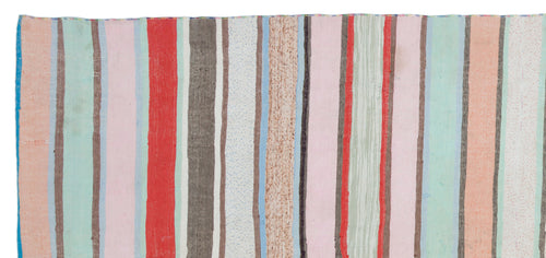 Girit Beige Striped Wool Handmade Area Rug 4'10" x 10'10"