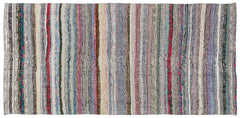 Girit Grey Striped Wool Handmade Area Rug 4'2" x 8'6"