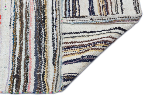 Girit Beige Striped Wool Handmade Area Rug 5'7" x 10'7"