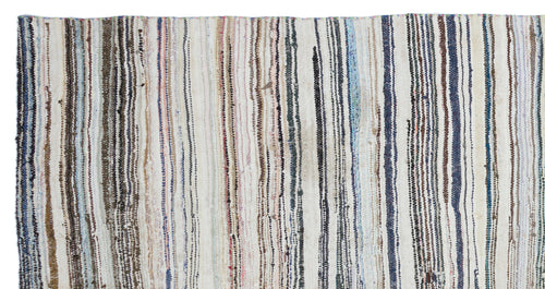 Girit Beige Striped Wool Handmade Area Rug 5'7" x 10'7"