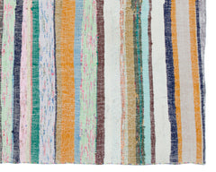 Girit Beige Striped Wool Handmade Area Rug 5'8" x 7'1"