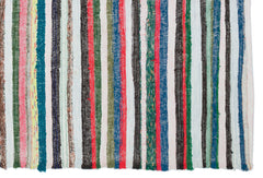 Girit Beige Striped Wool Handmade Area Rug 5'3" x 7'7"