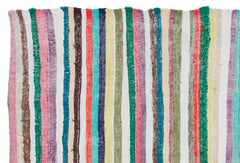 Girit Beige Striped Wool Handmade Area Rug 5'3" x 7'7"