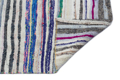 Girit Beige Striped Wool Handmade Area Rug 5'2" x 10'4"