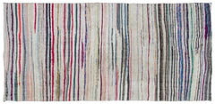 Girit Beige Striped Wool Handmade Area Rug 5'2" x 10'4"