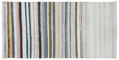 Girit Beige Striped Wool Handmade Area Rug 4'1" x 8'3"