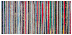 Girit Beige Striped Wool Handmade Area Rug 4'10" x 10'0"